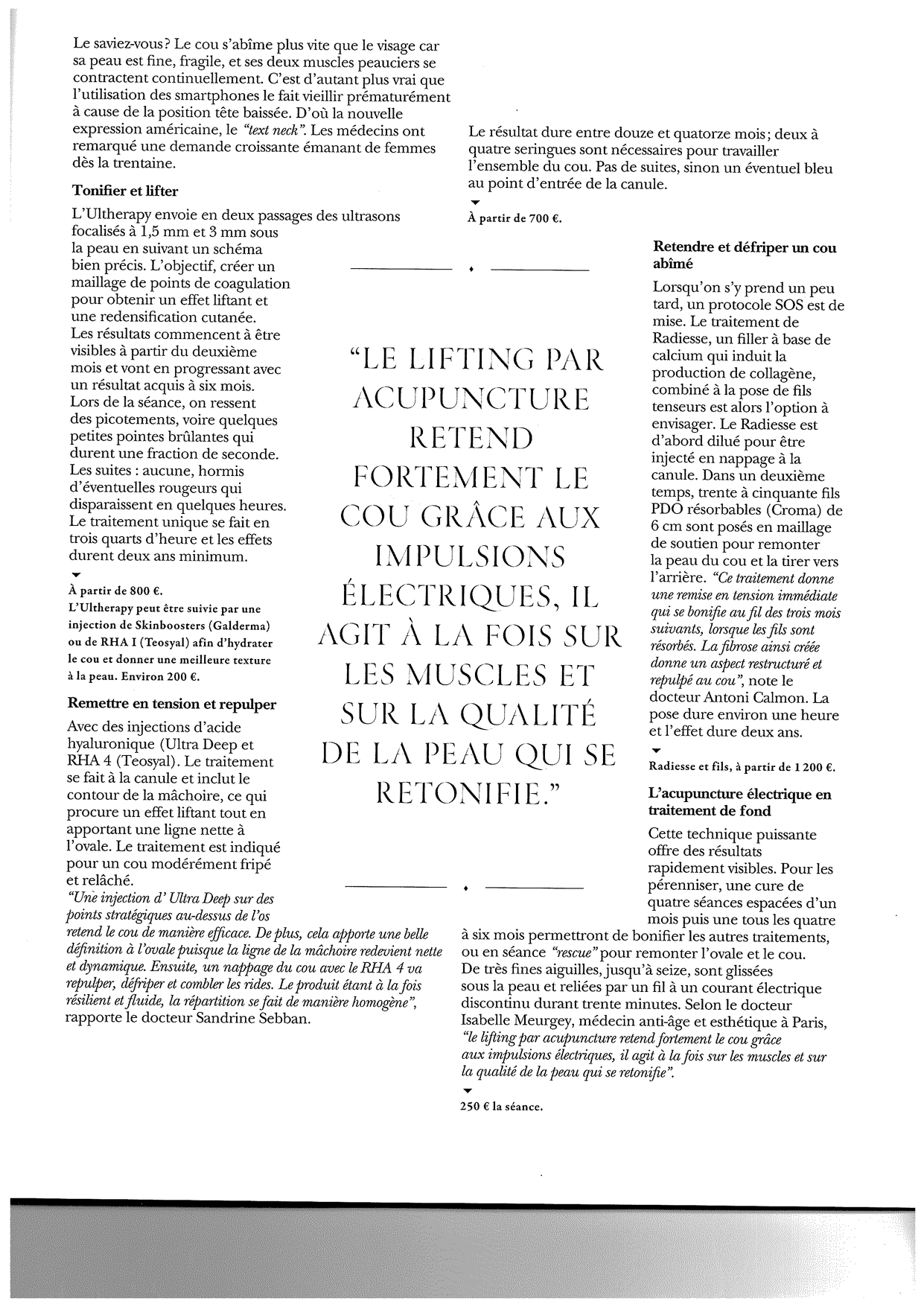 article relachement du cou